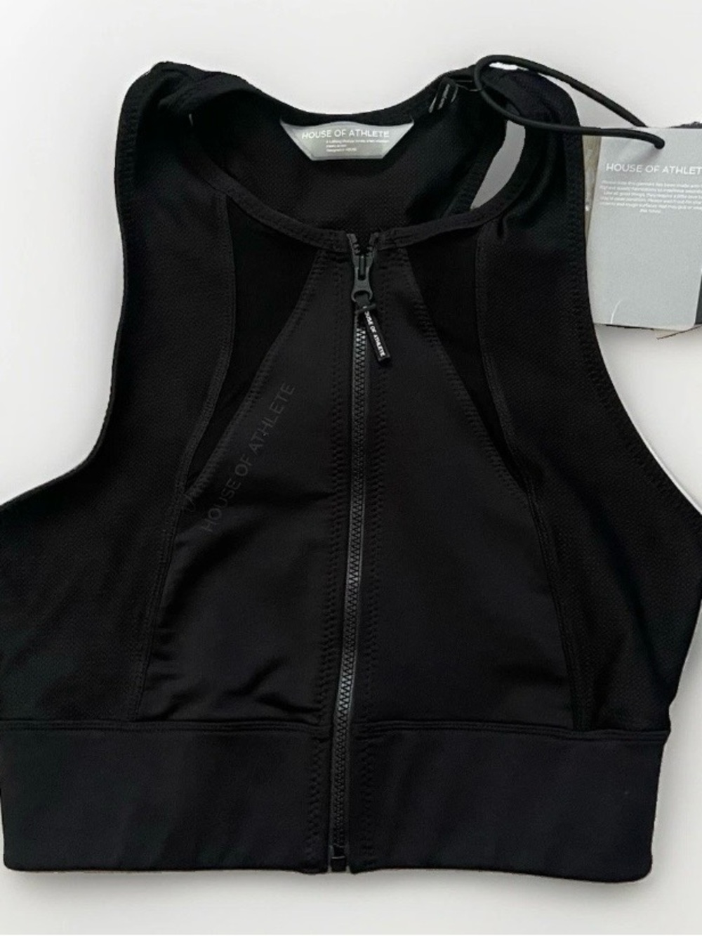 House of Athlete Women's Performance Strappy Bra Black Front Zip Up M NWT